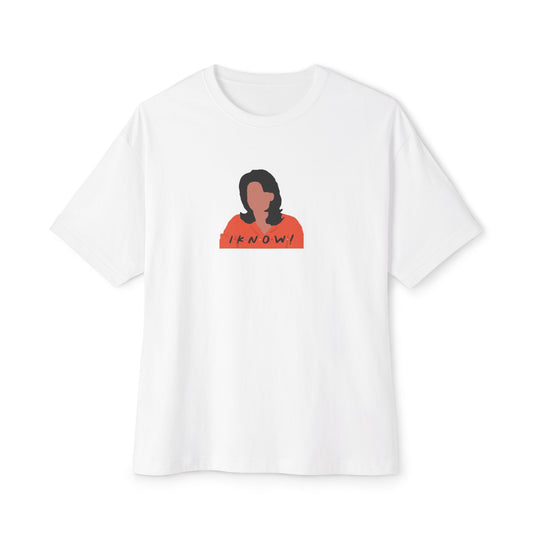 "one with Monica's I knoww!" F.R.I.E.N.D.S merch, UNISEX white t-shirt with premium comfort.