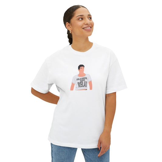 "The one where Ross wears 'Frankie says relax' t-shirt",UNISEX White F.R.I.E.N.D.S title t-shirt, 100% soft cotton